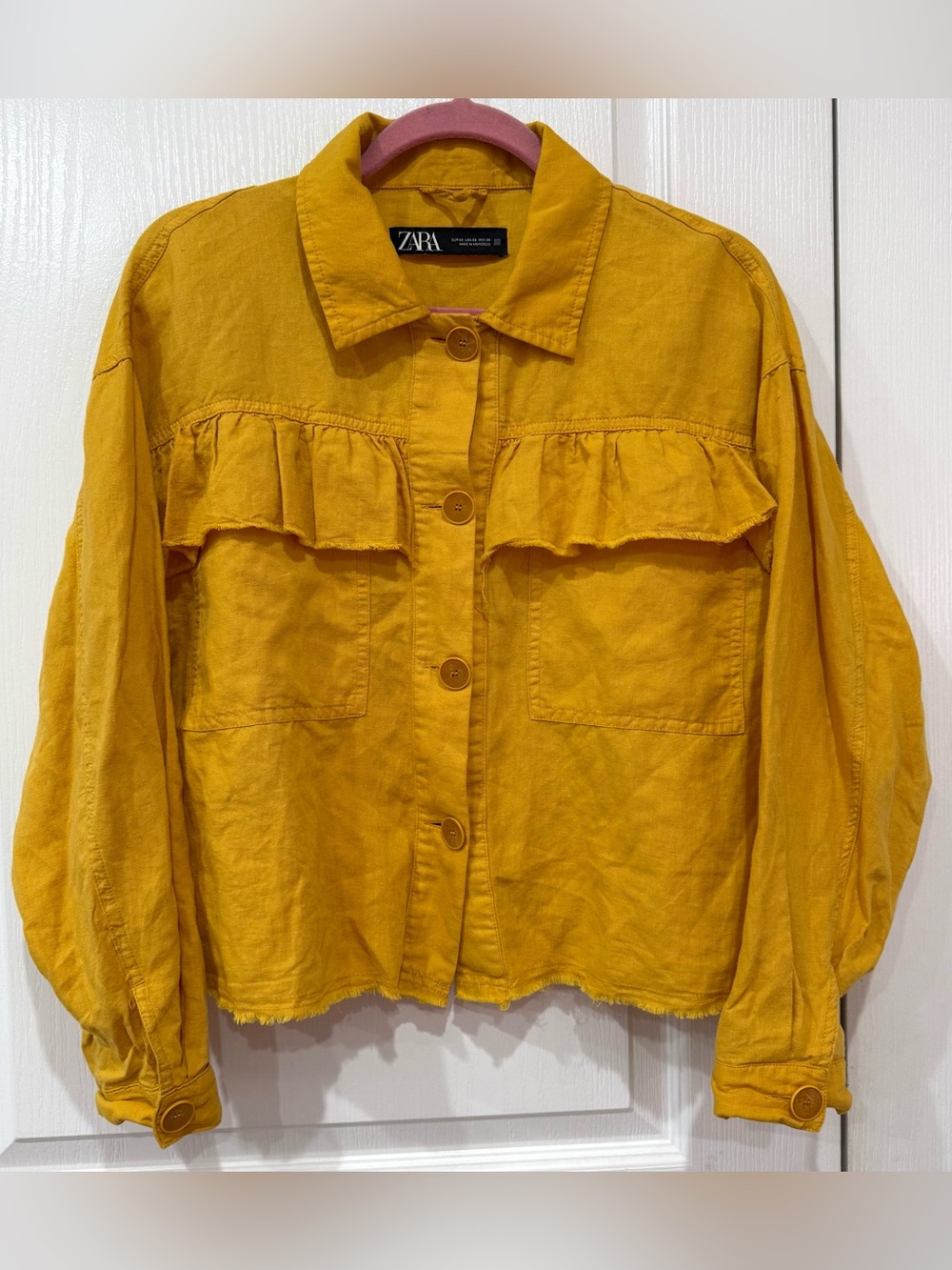 Zara Ruffle-Trim Button Jacket